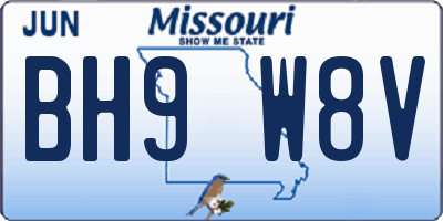 MO license plate BH9W8V