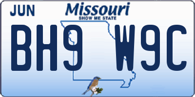 MO license plate BH9W9C