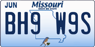 MO license plate BH9W9S
