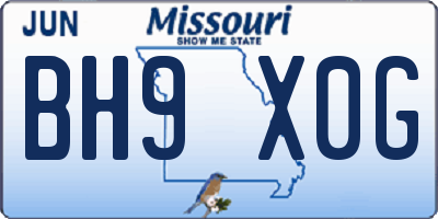 MO license plate BH9X0G