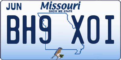 MO license plate BH9X0I