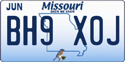 MO license plate BH9X0J