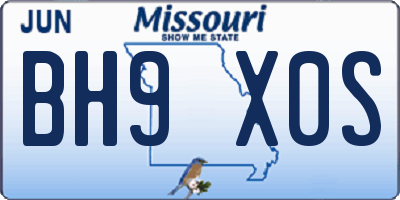 MO license plate BH9X0S