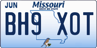 MO license plate BH9X0T