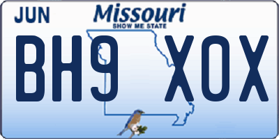 MO license plate BH9X0X