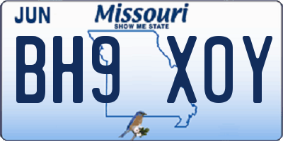 MO license plate BH9X0Y
