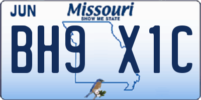 MO license plate BH9X1C