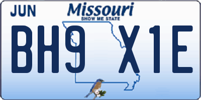 MO license plate BH9X1E