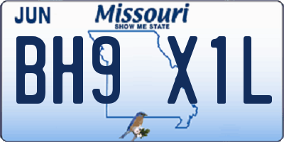 MO license plate BH9X1L
