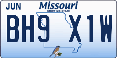 MO license plate BH9X1W