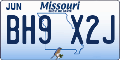 MO license plate BH9X2J