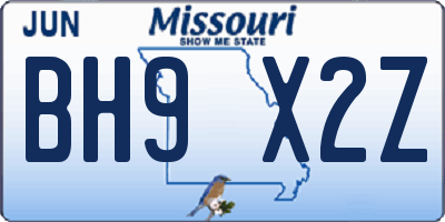 MO license plate BH9X2Z