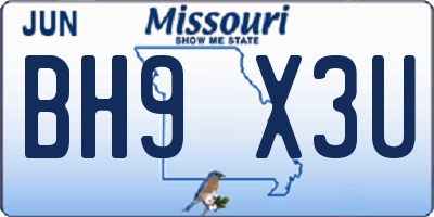 MO license plate BH9X3U