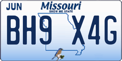 MO license plate BH9X4G