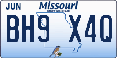 MO license plate BH9X4Q