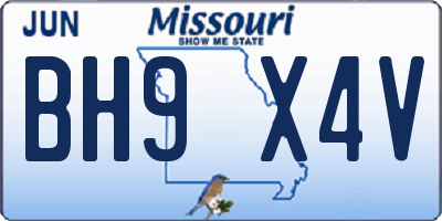 MO license plate BH9X4V
