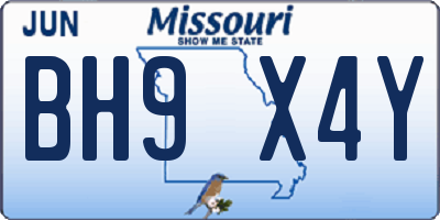 MO license plate BH9X4Y