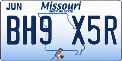 MO license plate BH9X5R