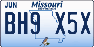 MO license plate BH9X5X