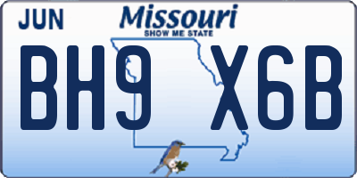MO license plate BH9X6B