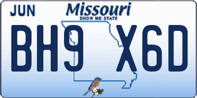 MO license plate BH9X6D