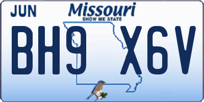 MO license plate BH9X6V