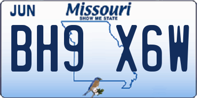MO license plate BH9X6W