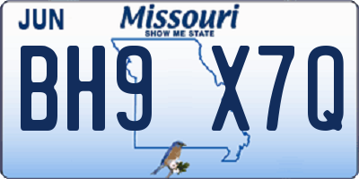 MO license plate BH9X7Q
