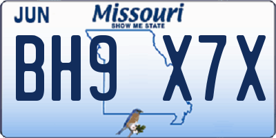 MO license plate BH9X7X