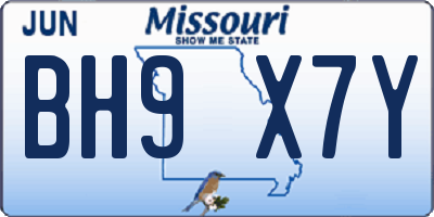 MO license plate BH9X7Y