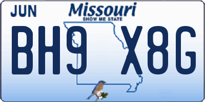 MO license plate BH9X8G