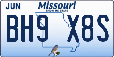 MO license plate BH9X8S