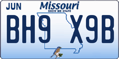 MO license plate BH9X9B