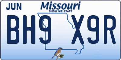 MO license plate BH9X9R