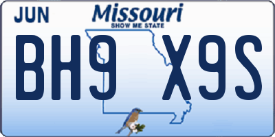 MO license plate BH9X9S