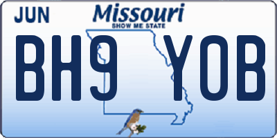 MO license plate BH9Y0B