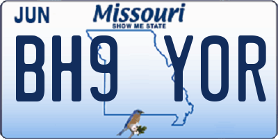 MO license plate BH9Y0R