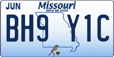 MO license plate BH9Y1C