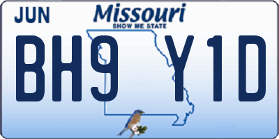 MO license plate BH9Y1D