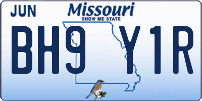 MO license plate BH9Y1R