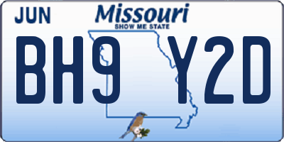 MO license plate BH9Y2D
