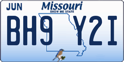 MO license plate BH9Y2I