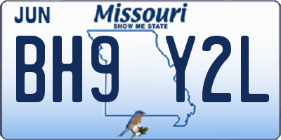 MO license plate BH9Y2L