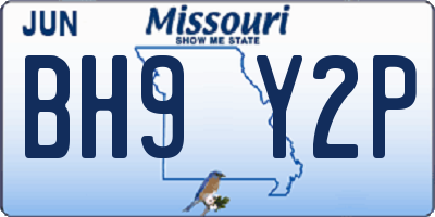 MO license plate BH9Y2P