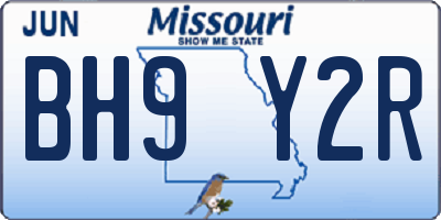 MO license plate BH9Y2R