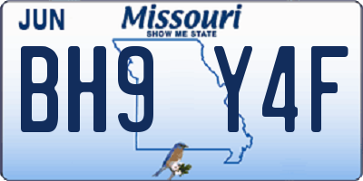 MO license plate BH9Y4F