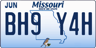 MO license plate BH9Y4H