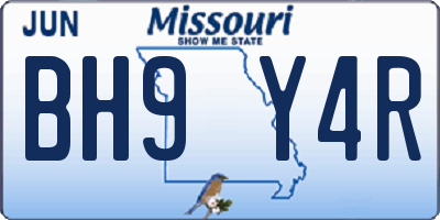 MO license plate BH9Y4R