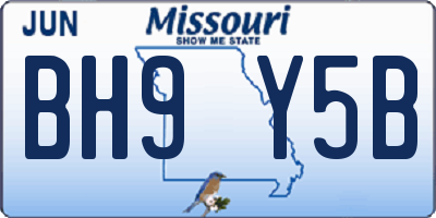 MO license plate BH9Y5B