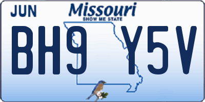 MO license plate BH9Y5V